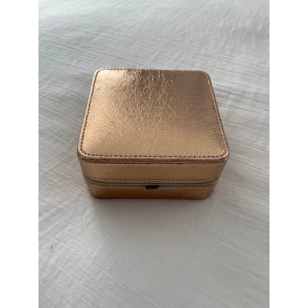 Gold  travel jewelry holder box